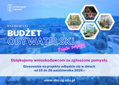 plakat Akademicki Budżet Obywatelski piąta edycja dziękujemy wnioskodawcom