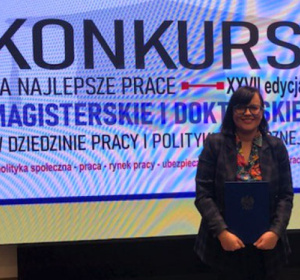 Zdjęcie z gali XXVII edycji Konkursu na najlepsze prace magisterskie i doktorskie w dziedzinie pracy i polityki społecznej