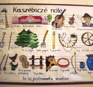 Tablica z Kaszubskimi nutami w zasobach Muzeum Piśmiennictwa i Muzyki Kaszubsko-Pomorskiej w Wejherowie