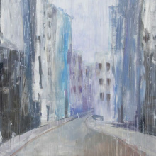 Bruksela w deszczu, 2019 akryl na płótnie, 130 × 100 cm 7