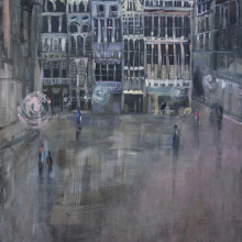 Grande Place nocą, 2020 akryl na płótnie, 130 × 100 cm
