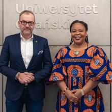 Leymah Gbowee and the Rector of UG