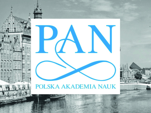 Logo PAN na tle panoramy Gdańska; zdjęcie: Image by Janusz Kreczmański from Pixabay