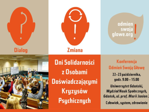 Grafika promująca konferencję Odmień swoją głowę. Dni Solidarności z Osobami Doświadczającymi Kryzysów Psychicznych