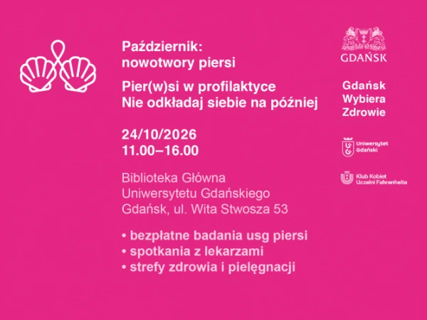 Grafika z różowym tłem i informacja o wydarzeniu