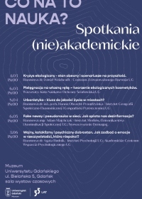 Plakat Co na to nauka? Spotkania (nie)akademickie