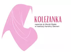 Motyw graficzny (kobiece muzułmańskie nakrycie głowy) z plakatu dot. reportażu KOLEZANKA Moniki Białek