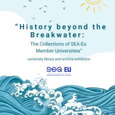 plakat promujący wystawę. W tle lecące ptaki, po prawej stronie słońce. U dołu falujące morze. 