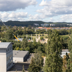 Plac budowy widziany z budynku rektoratu - 18 sierpnia 2025 r.