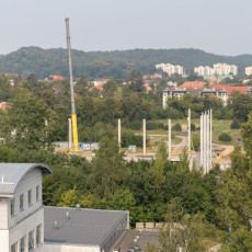 Plac budowy widziany z budynku rektoratu - 02 września 2025 r.