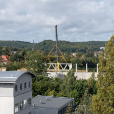 Plac budowy widziany z budynku rektoratu - 17 września 2025 r.